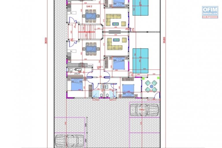 Flic en Flac à vendre projet de 5 appartements 2 chambres + roof top avec piscine commune situé au premier étage dans un quartier résidentiel et calme.