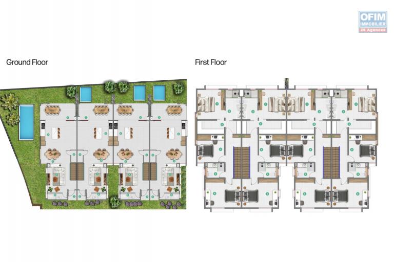 Tamarin à vendre duplex 3 chambres en PDS accessibles aux étrangers situé au cœur de ville à proximité des commerces, écoles, plage etc...