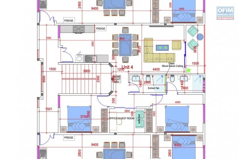 Flic en Flac à vendre projet de 5 appartements 3 chambres + roof top avec piscine commune situé au premier étage dans un quartier résidentiel et calme.