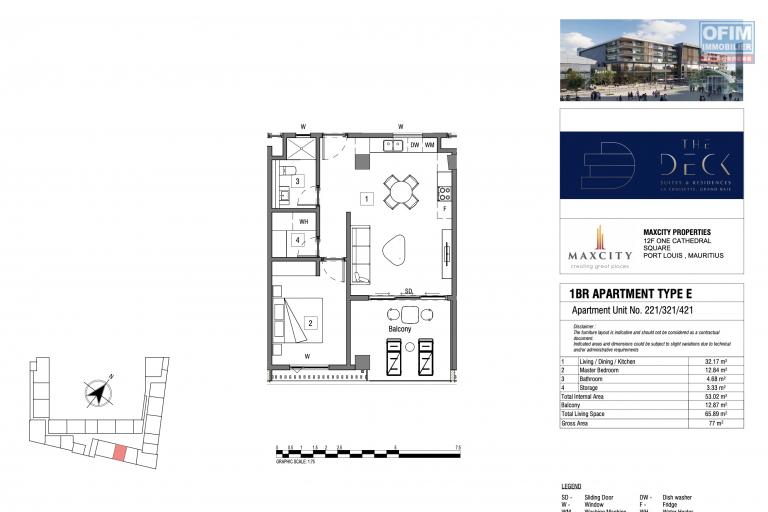 Accessible aux étrangers: vente sympathique appartement d'une chambre à coucher avec piscine commune à Grand Baie La Croisette.